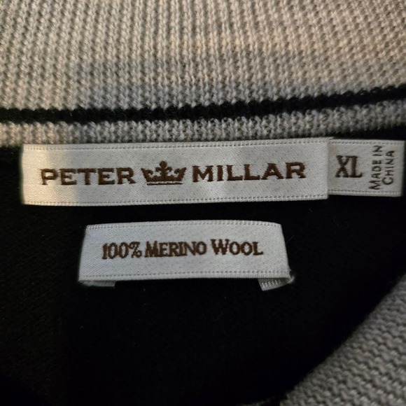 Peter Millar Golf Vest XL Black 1/4 Zip Merino Wool Normcore GrandPa Vest Mens - Picture 2 of 6